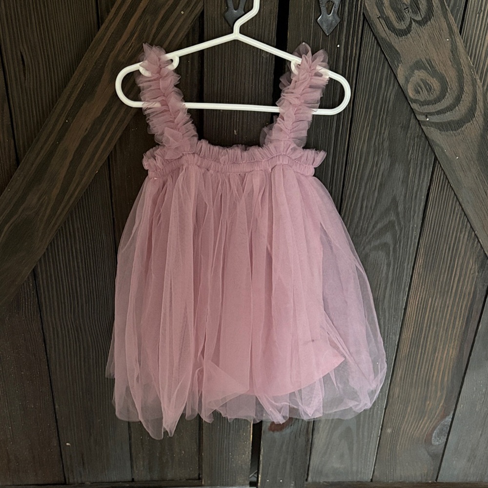Lavender Tulle Dress with Ruffled Straps